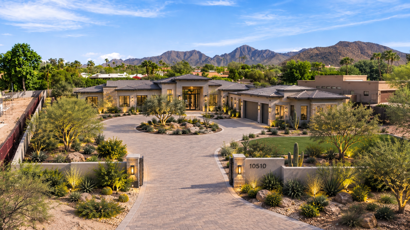 Front of an empty lot, AI rendering of the finished home