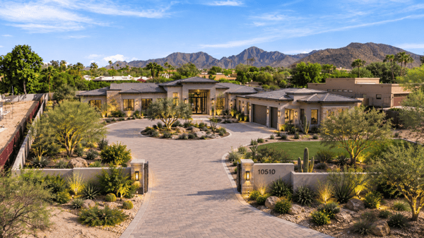 Front of an empty lot, AI rendering of the finished home