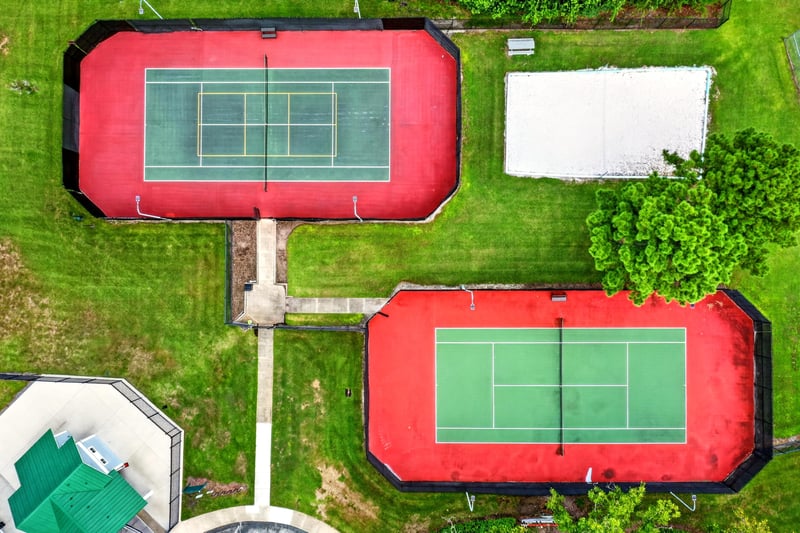 Aerial view of community tennis courts in Jacksonville, FL