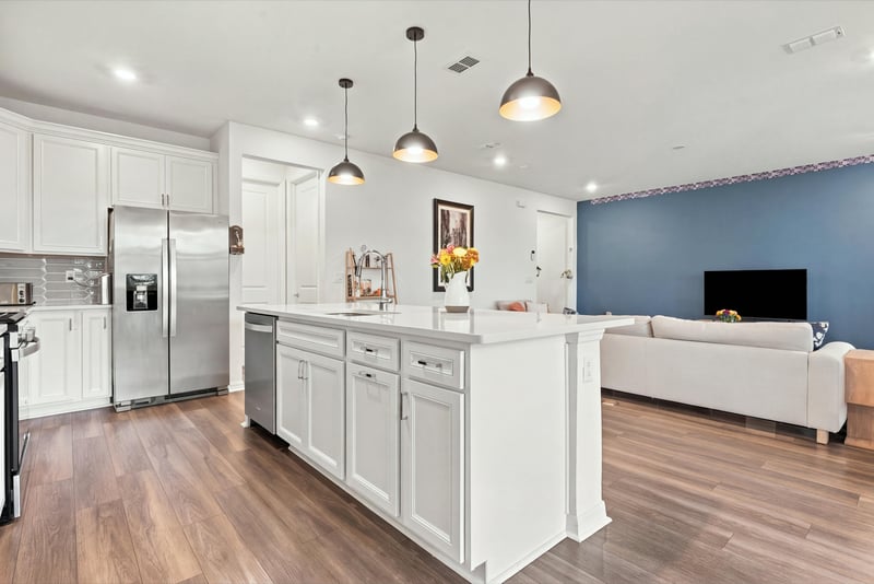 Kitchen island overlooking living room, photographed by Megapixeler on Torres Trace, St. Augustine