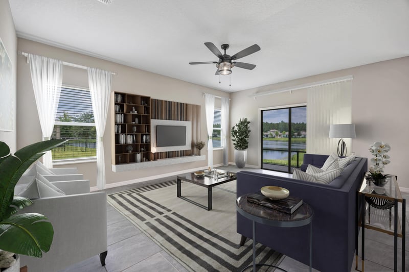 Family Room Virtually Staged at 135 Deer Trail, St. Augustine, FL 32095