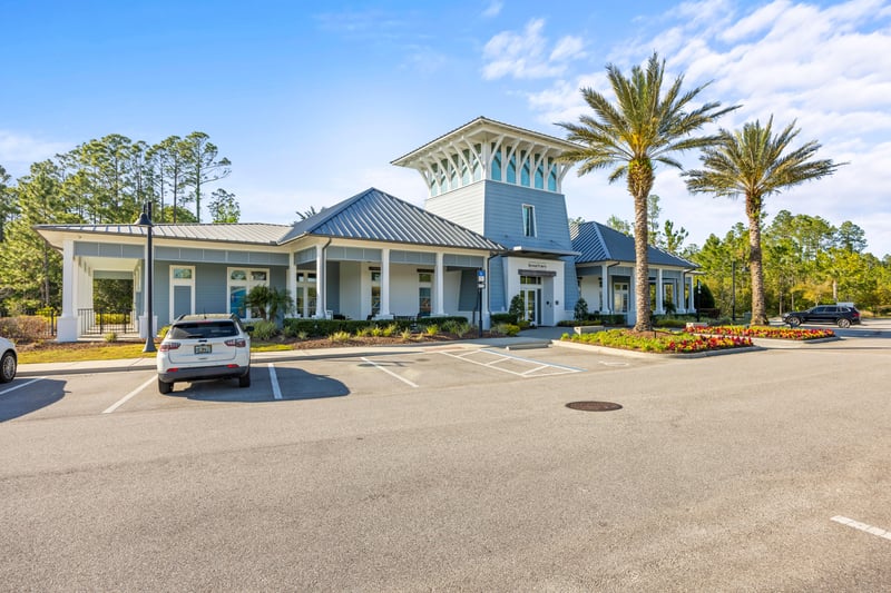 Clubhouse exterior with parking area in St. Johns, FL