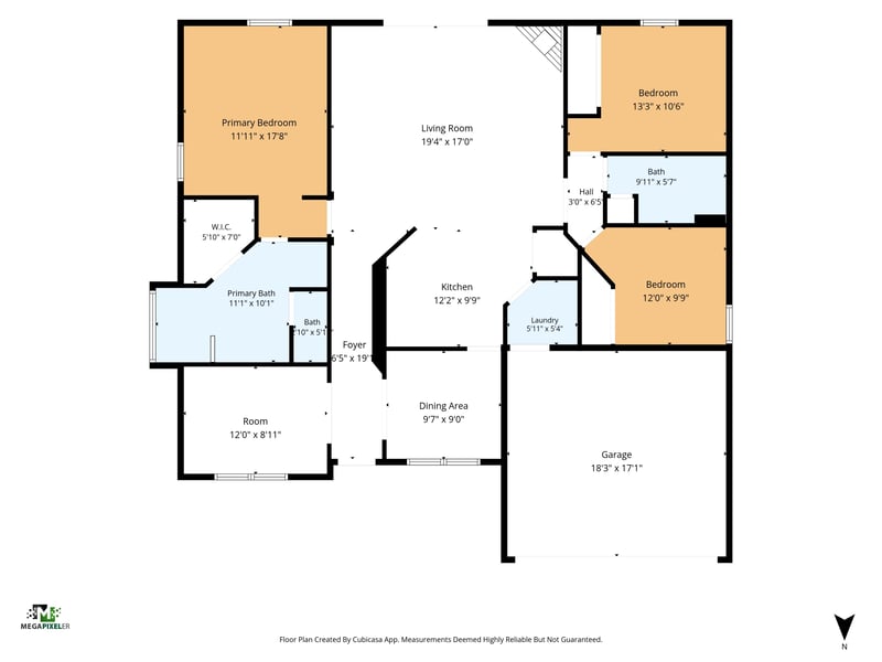 Floor plan of the three-bedroom home at 706 Bonaparte Dr, Jacksonville, FL 32218