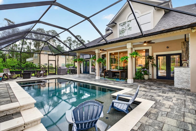 Pool and lanai with view of the house at 2304 Spring Hill Ct, Orange Park, FL