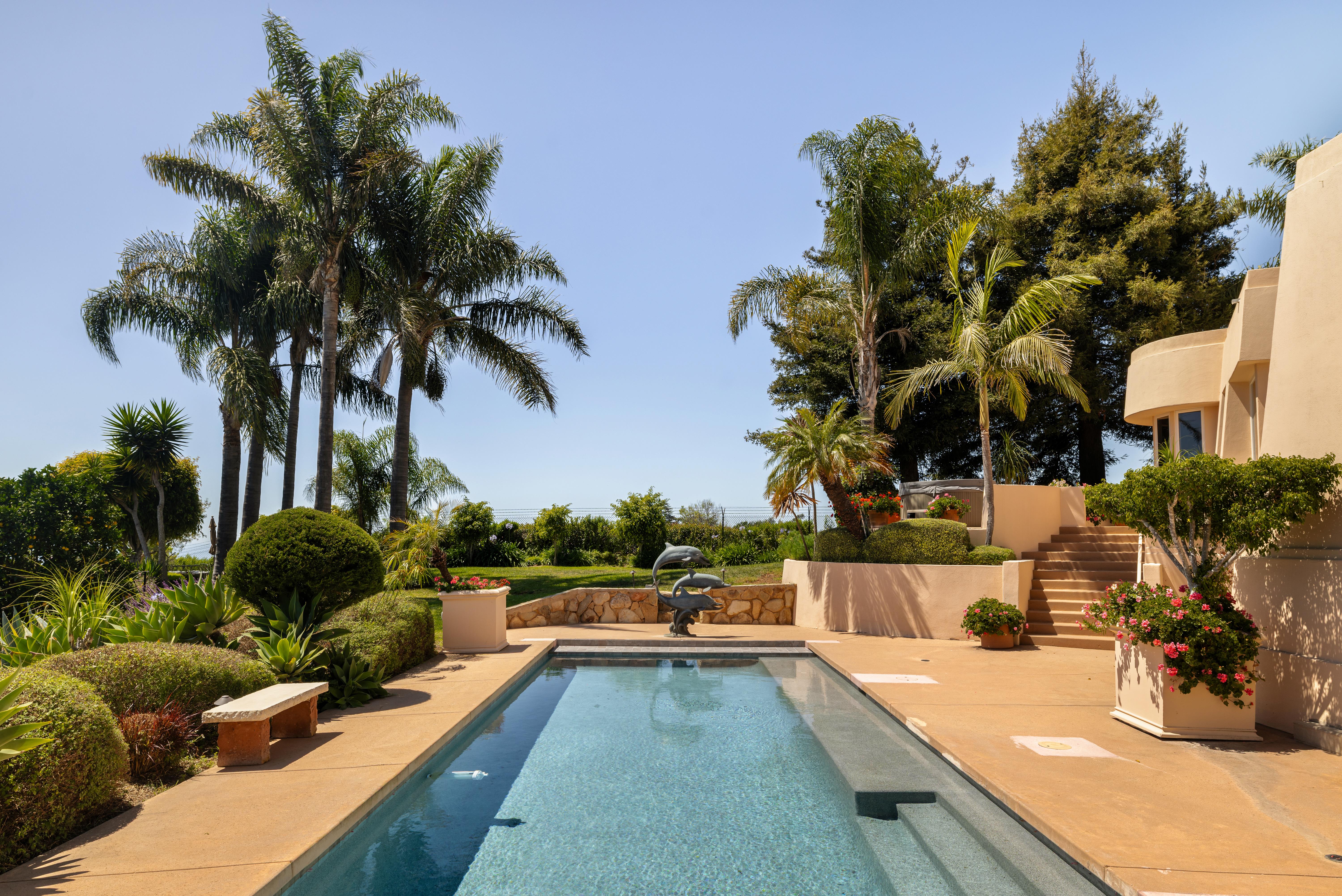 Real estate drone photography of 11 Hunt Drive Santa Barbara with sweeping Santa Ynez Mountain backdrop by VirTour Media