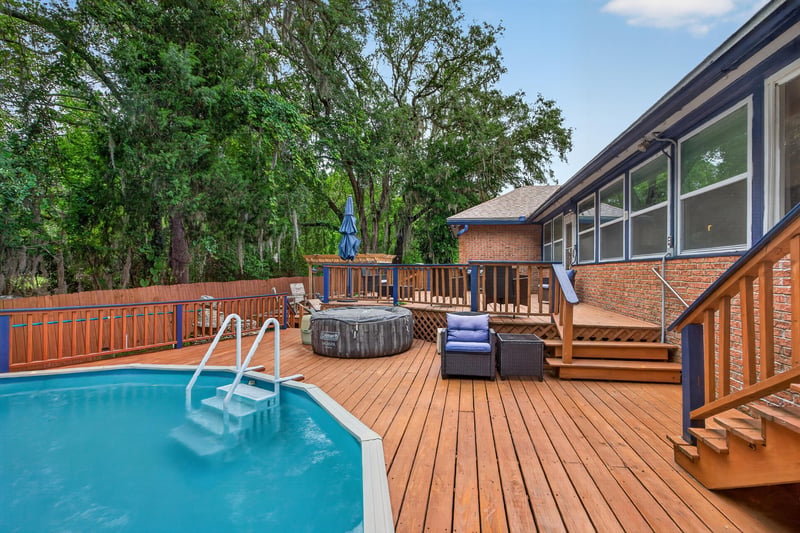 Deck with above ground pool at 981 Marble Ridge Dr, Orange Park, FL 32065