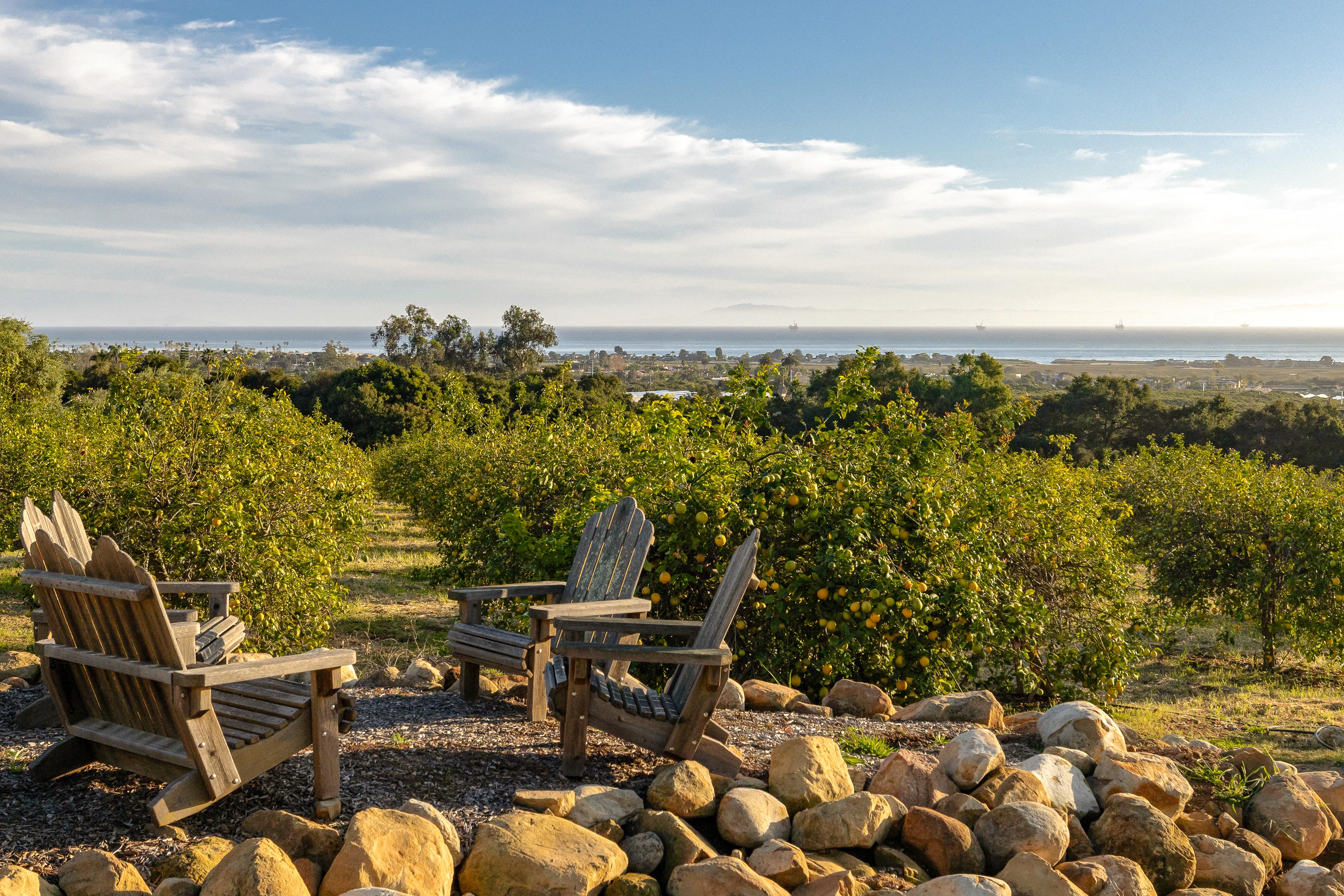 Aerial drone photography of the Carpinteria coastline and Channel Islands horizon as seen from 1915 Monte Alegre Dr — virtual real estate photography and Inspire 3 cinema drone footage elevating this estate's presentation across the Los Angeles and Santa Barbara luxury markets. Our team captured editorial photography, aerial drone photography via Inspire 3 Cinema Drone, a cinematic property video, a true vertical social media reel, and twilight photography from midday through twilight.