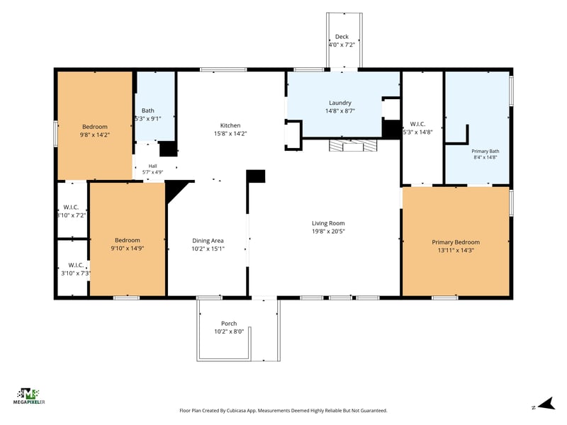 Floor plan of the 3-bedroom, 2-bath home at 3215 Robin Ln, Middleburg, FL