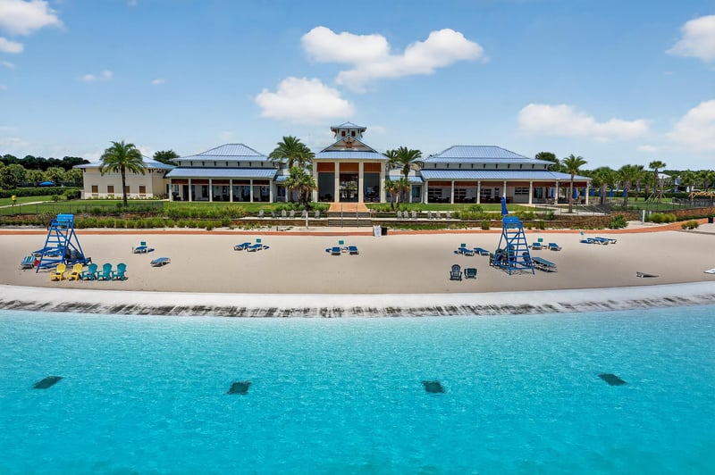 Clubhouse and beach on the lagoon in Beachwalk, St. Johns, FL