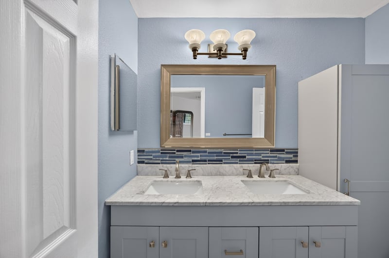 Bathroom vanity with tile flooring at 10150 Belle Rive Blvd, Jacksonville, FL