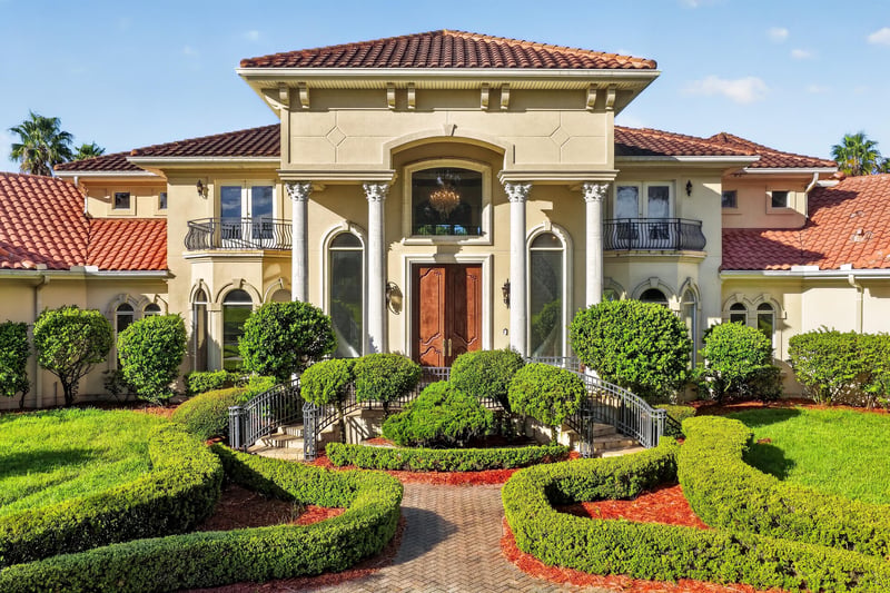 Front entrance with double doors and columns at 344 Broward Rd, Jacksonville, FL
