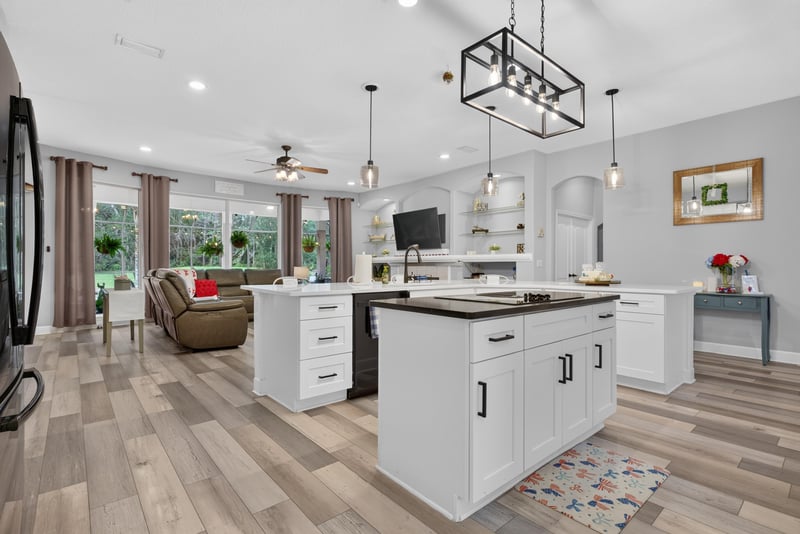 Kitchen island and open layout at 2304 Spring Hill Ct, Orange Park, FL