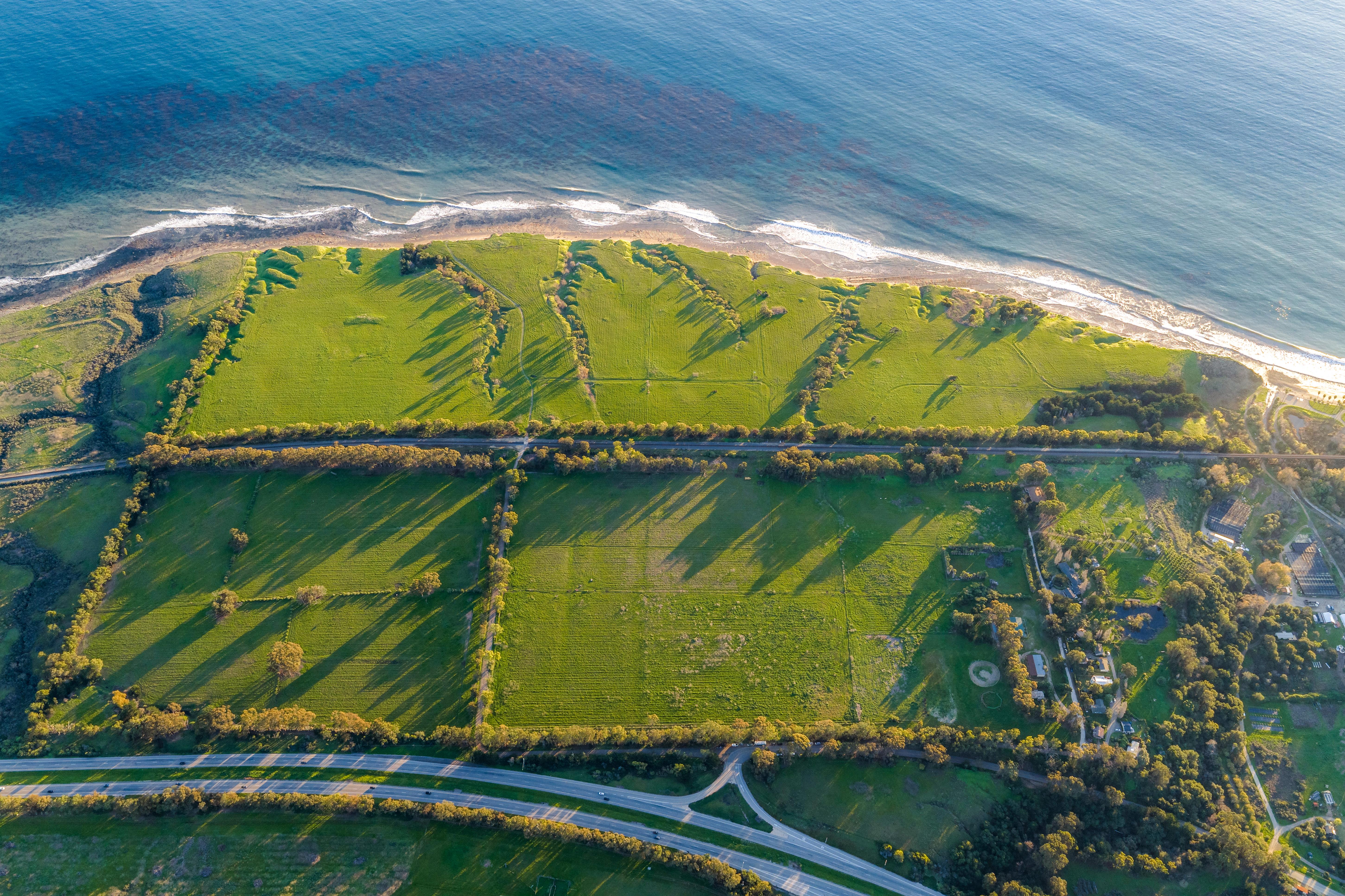 Aerial drone photography of Naples Access Rd, Goleta with Pacific Ocean and Channel Islands backdrop — VirTour Media Southern California