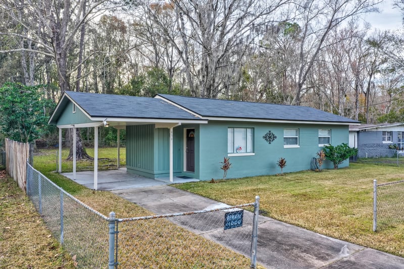 Drone and Backyard at 858 Le Brun Dr, Jacksonville, FL 32205