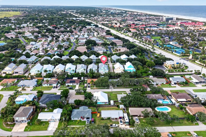 Aerial view with home location marked in St. Augustine, FL