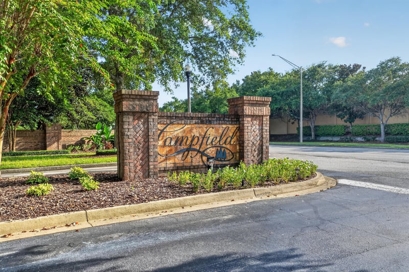 Community entrance sign for Campfield