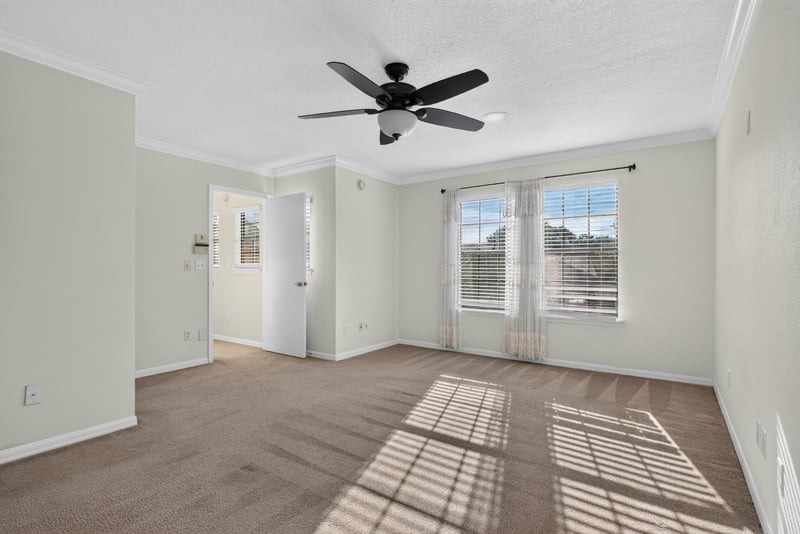 Bedroom with carpet and ceiling fan, unfurnished at 353 Redwood Ln