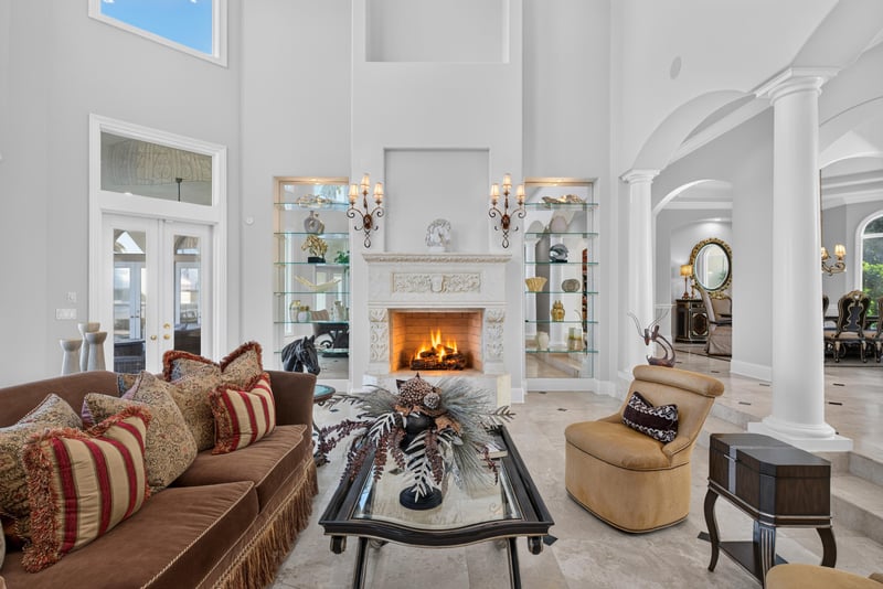 Living room fireplace and seating area at 344 Broward Rd, Jacksonville, FL