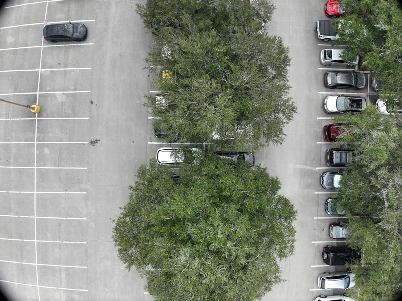 Aerial view of parking lot and landscaped median at 9406 Atlantic Blvd, Jacksonville, FL 32225