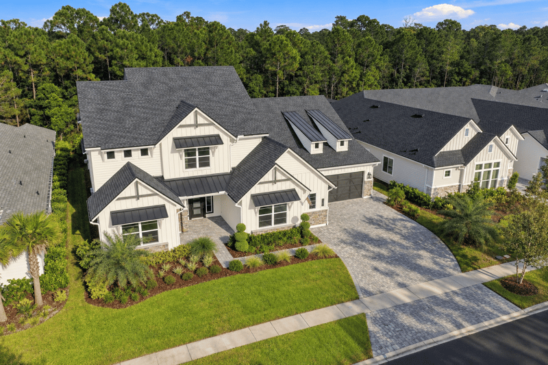 Aerial view of the home and driveway at 907 Seagrove Dr, Ponte Vedra Beach, FL 32081