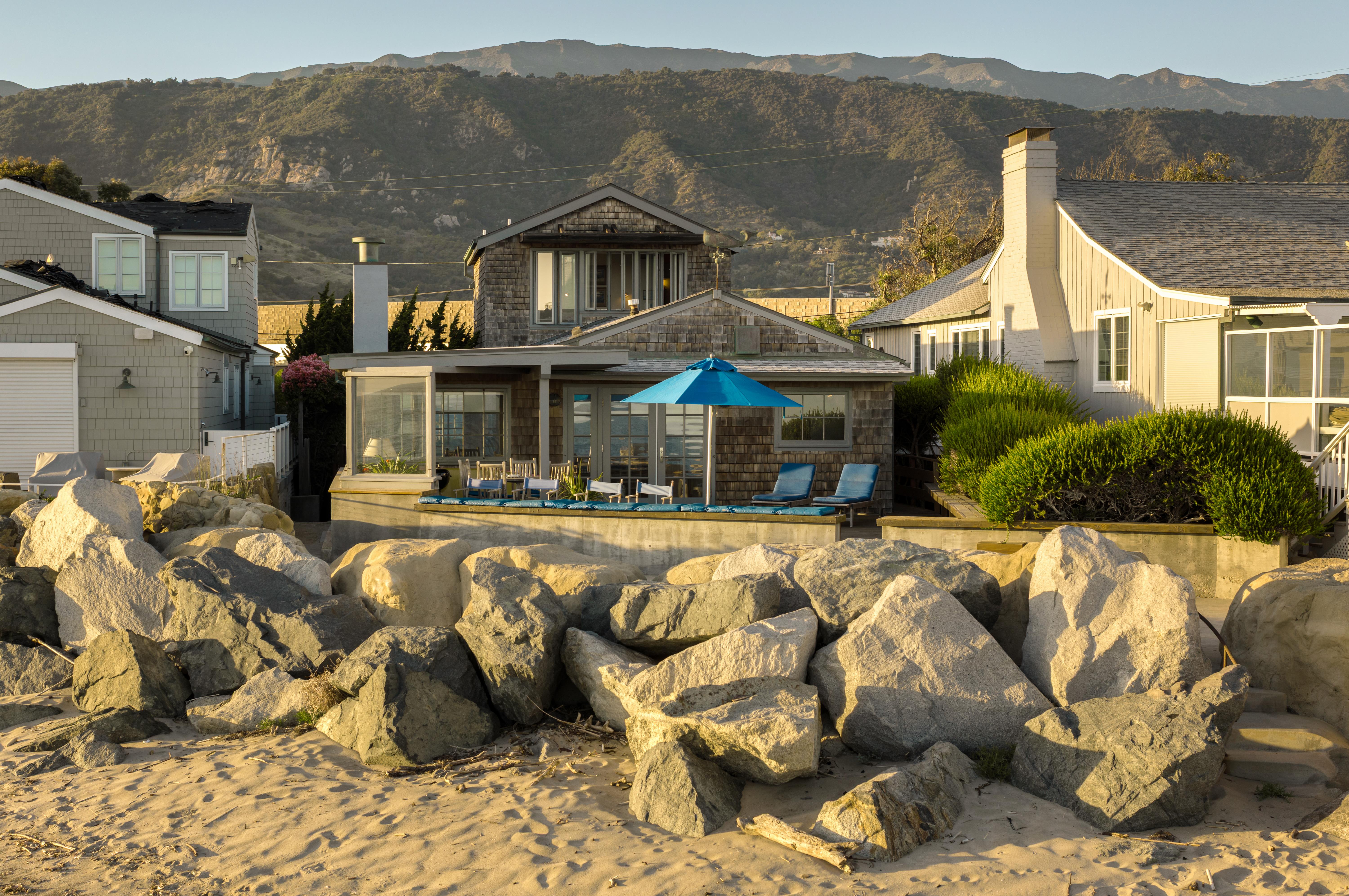 Real estate drone photography of 3581 Padaro Ln, Carpinteria CA — aerial view of Carpinteria bluffs and Channel Islands coastline by VirTour Media