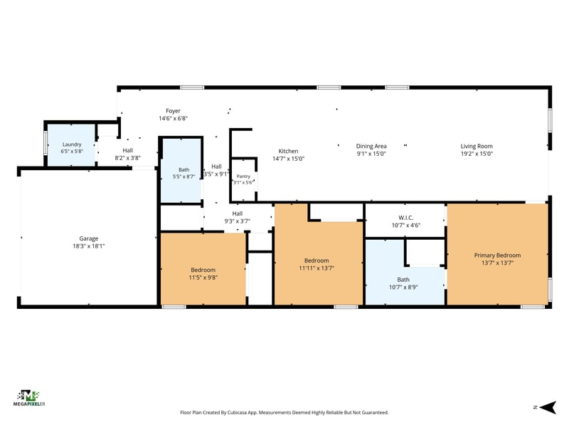 Floor plan of three-bedroom home at 4276 Quaking St, Jacksonville, FL 32218
