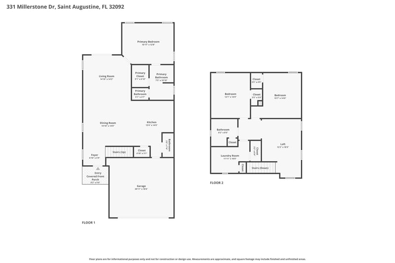 Floor plan 1 of 331 Millerstone Dr, St. Augustine, FL 32092