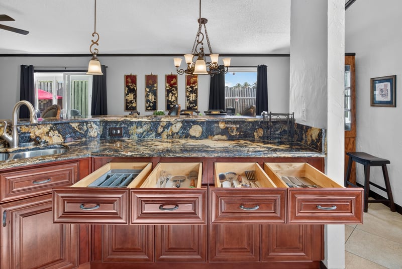 Kitchen drawer storage detail at 6931 Cane Grass Ln E, Jacksonville, FL 32244