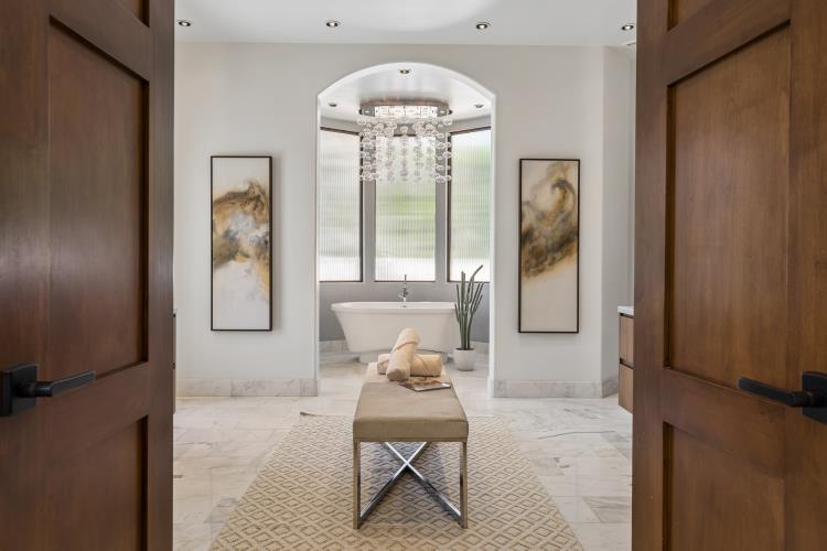 Primary bath after renovation, looking to the tub alcove, Paradise Valley