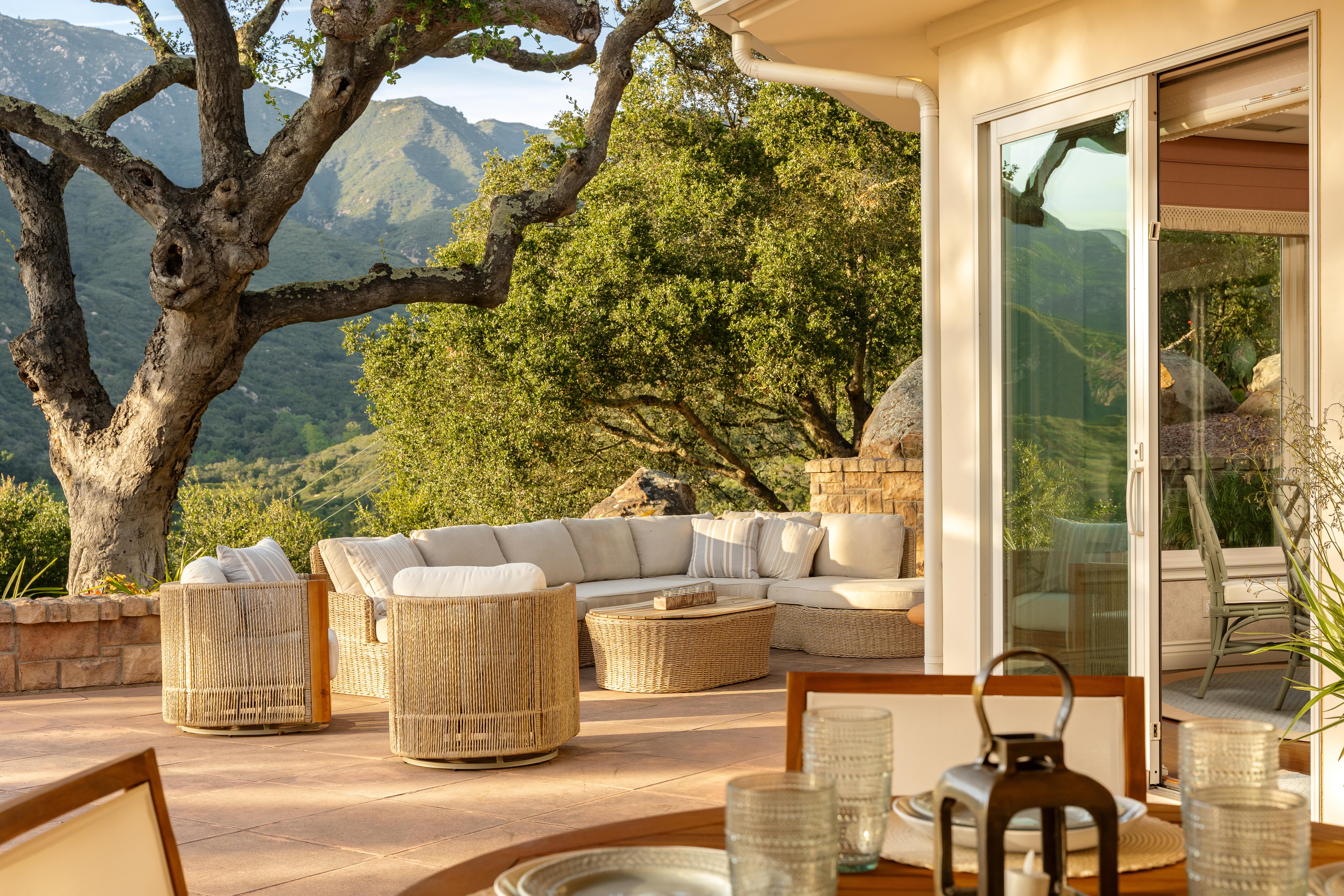Matterport virtual tour of 5,000 sq ft residence at 450 El Cielito Rd, Santa Barbara — real estate photography Matterport 3D walkthrough capturing open-plan living spaces with views toward the Montecito foothills. Our team captured still photography, aerial drone photography, twilight photography, a Matterport virtual tour, a 2D floor plan, and a custom property website from afternoon through twilight.