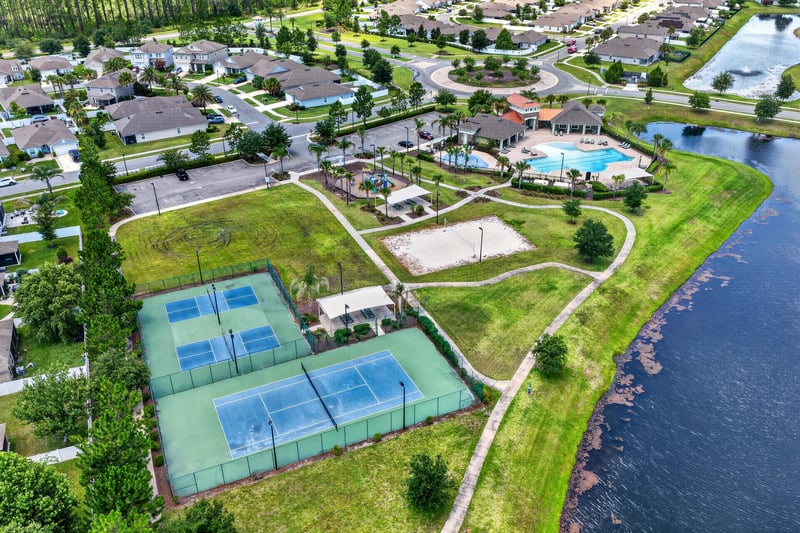 Aerial view of the community tennis courts in Jacksonville, FL