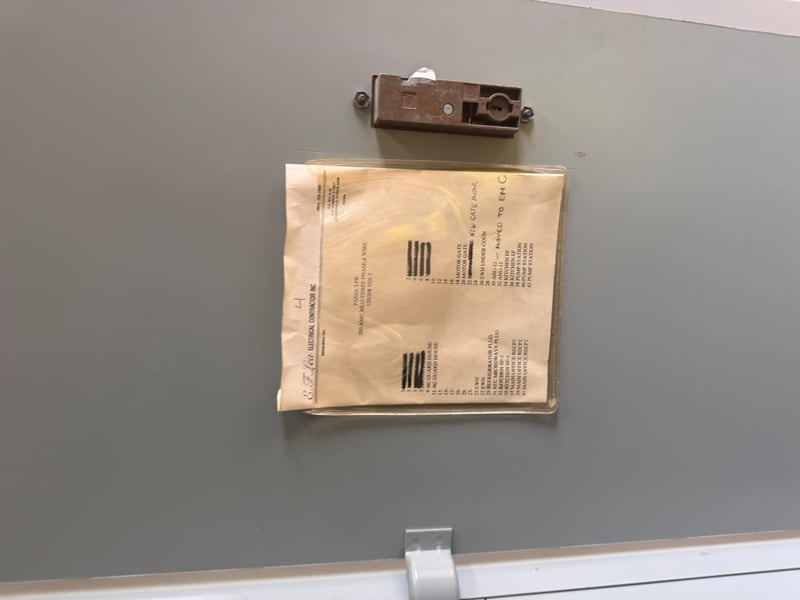 Disconnect switch with paper tag at 11700 New Kings Rd, Jacksonville, FL 32219
