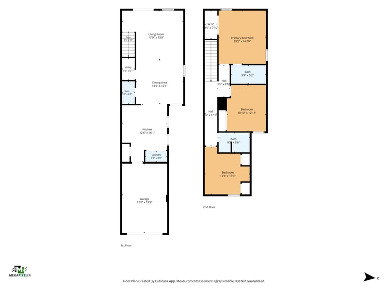 Floor plan of the two-story townhouse layout at 4024 Bay Hawk Ct, Jacksonville, FL