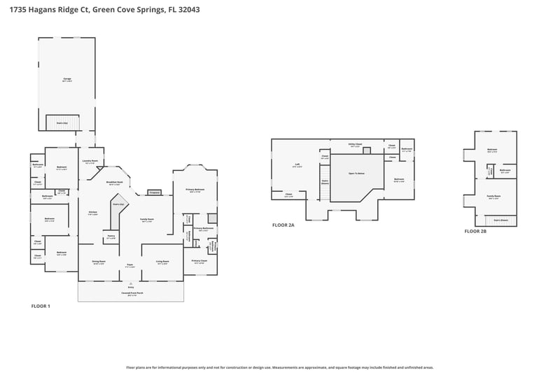 Floor plan of the main and second floor layout at 1735 Hagans Ridge Ct