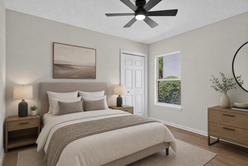 Bedroom, virtually staged with bed at 224 Pine Arbor Cir, St. Augustine, FL 32084