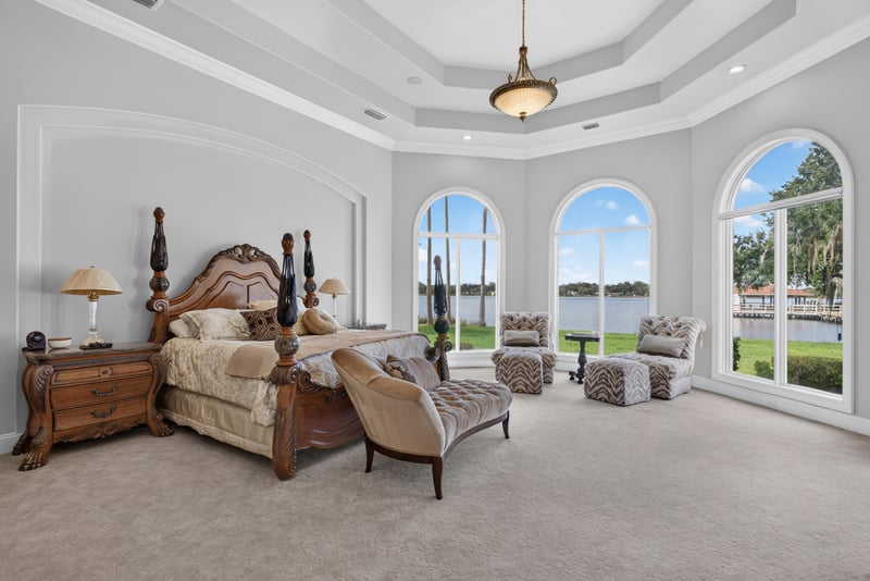 Primary bedroom with sitting area and water view at 344 Broward Rd, Jacksonville, FL