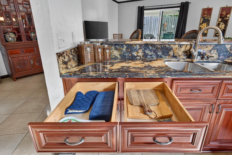 Kitchen drawer storage detail at 6931 Cane Grass Ln E, Jacksonville, FL 32244