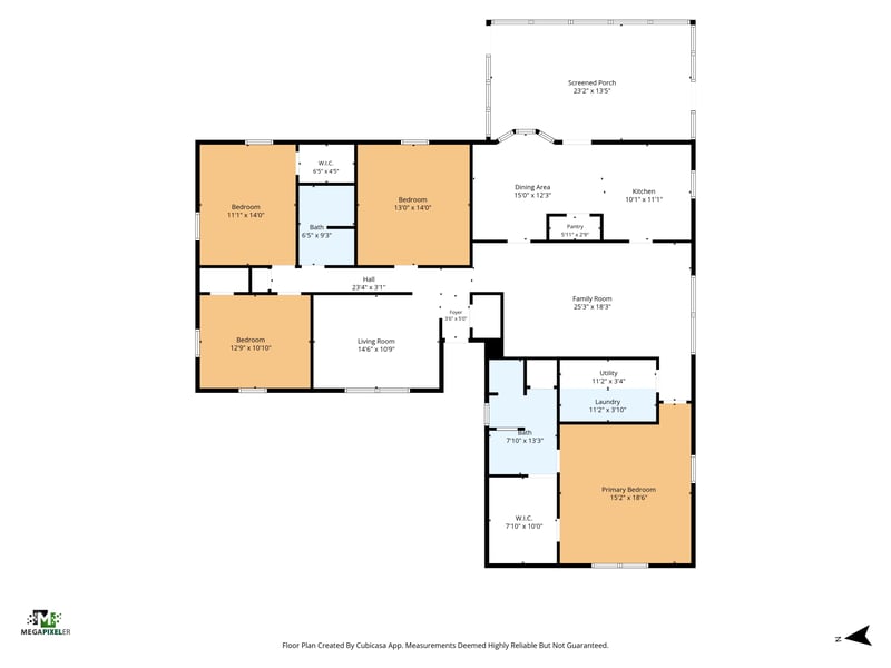 Floor plan showing bedrooms, bathrooms and living spaces at 2435 Range Line Rd, Middleburg, FL