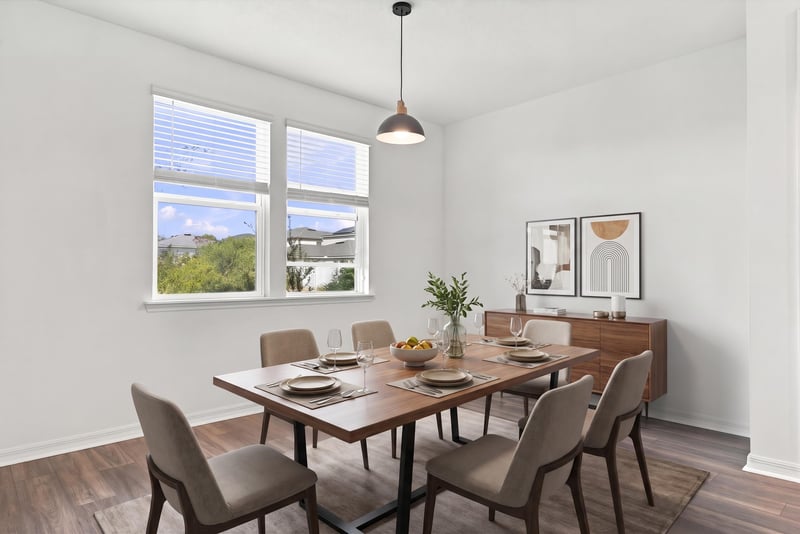 Dining area with table setting, photographed by Megapixeler on Torres Trace, St. Augustine