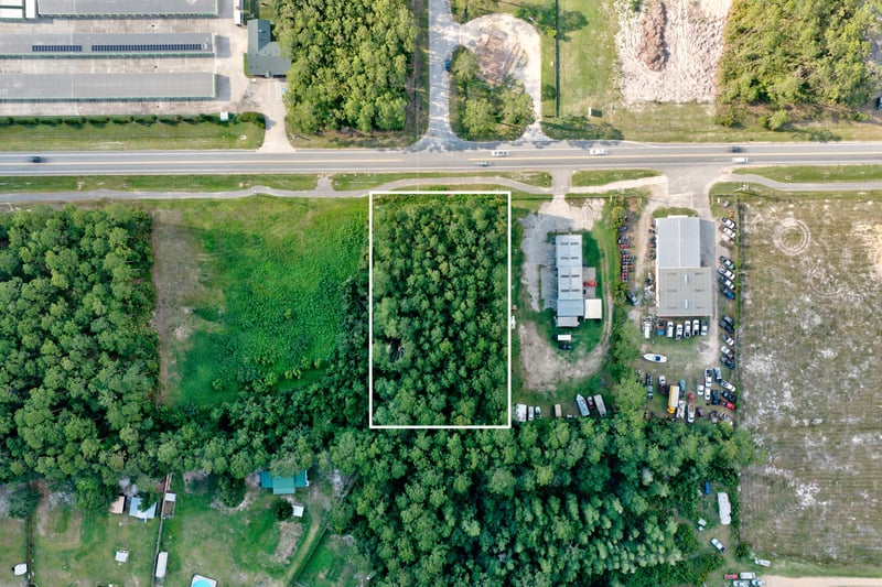 Aerial of a second outlined section near a storage building and mobile homes at 4393 Co Rd 218, Middleburg, FL 32068