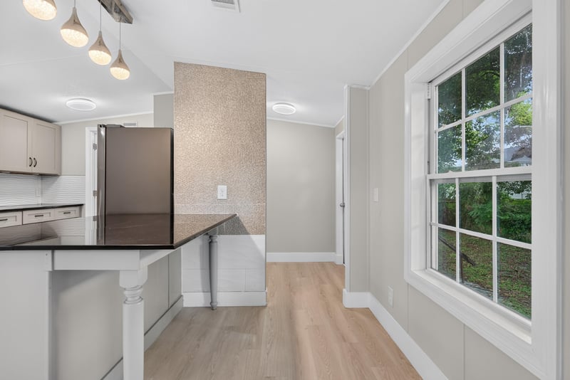 Kitchen peninsula with window above counter at 4565 Appleton Ave, Jacksonville, FL