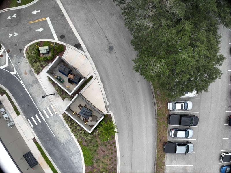 Aerial view of structure rooftop and parking lot at 9406 Atlantic Blvd, Jacksonville, FL 32225