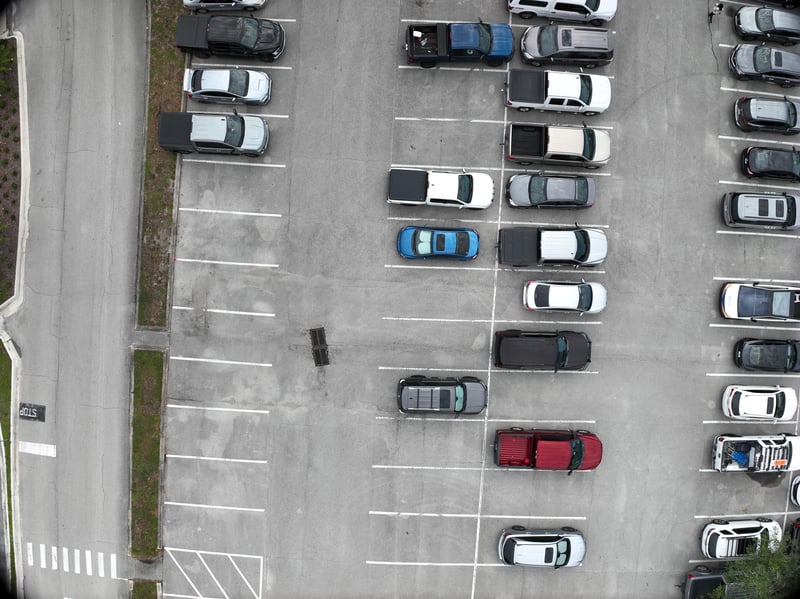 Aerial view of parking lot rows at 9406 Atlantic Blvd, Jacksonville, FL 32225