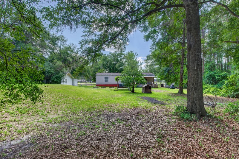Wooded yard view with chicken coop in distance at 2549 Snapdragon Ave, Middleburg, FL 32068