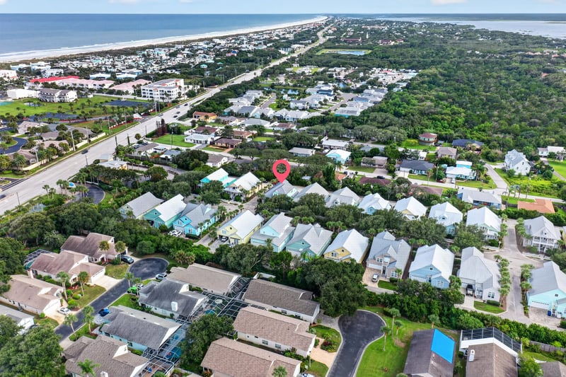 Aerial view with home location marked in St. Augustine, FL
