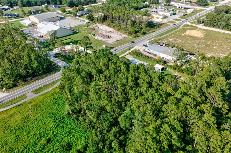 Aerial of the road intersection near storage facilities at 4393 Co Rd 218, Middleburg, FL 32068