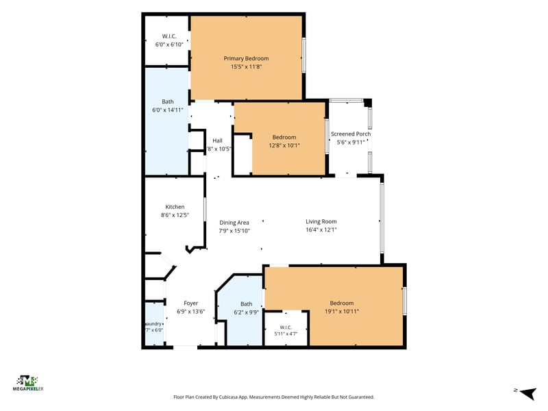 Floor plan of 1,408 square foot condo at 7990 Baymeadows Rd E #404, Jacksonville, FL 32256