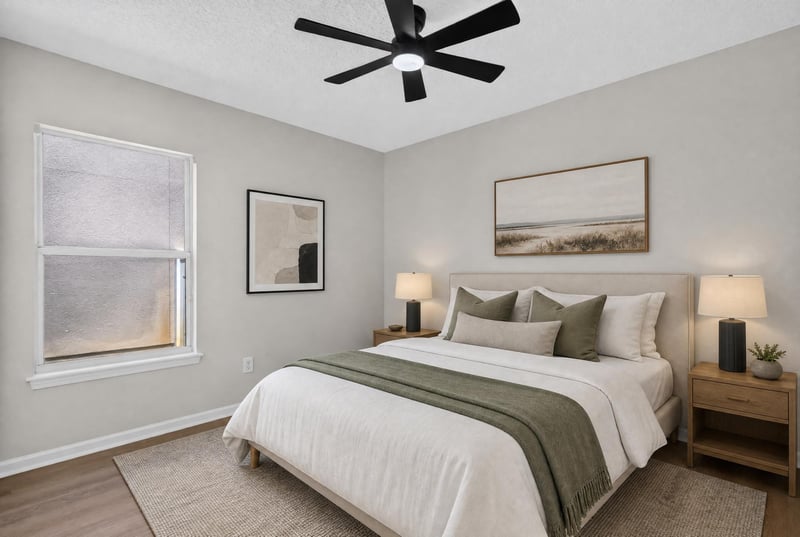 Bedroom, virtually staged with bed at 224 Pine Arbor Cir, St. Augustine, FL 32084