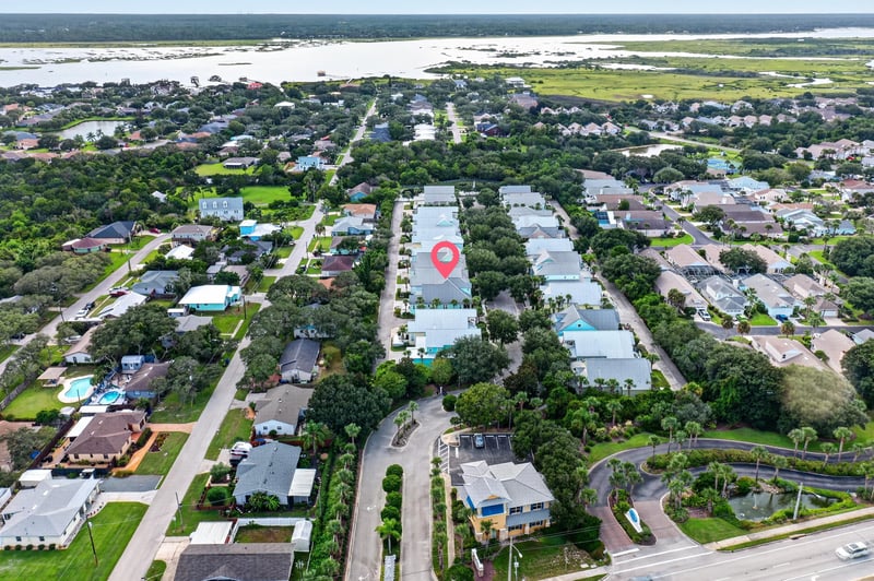 Aerial view with home location marked in St. Augustine, FL