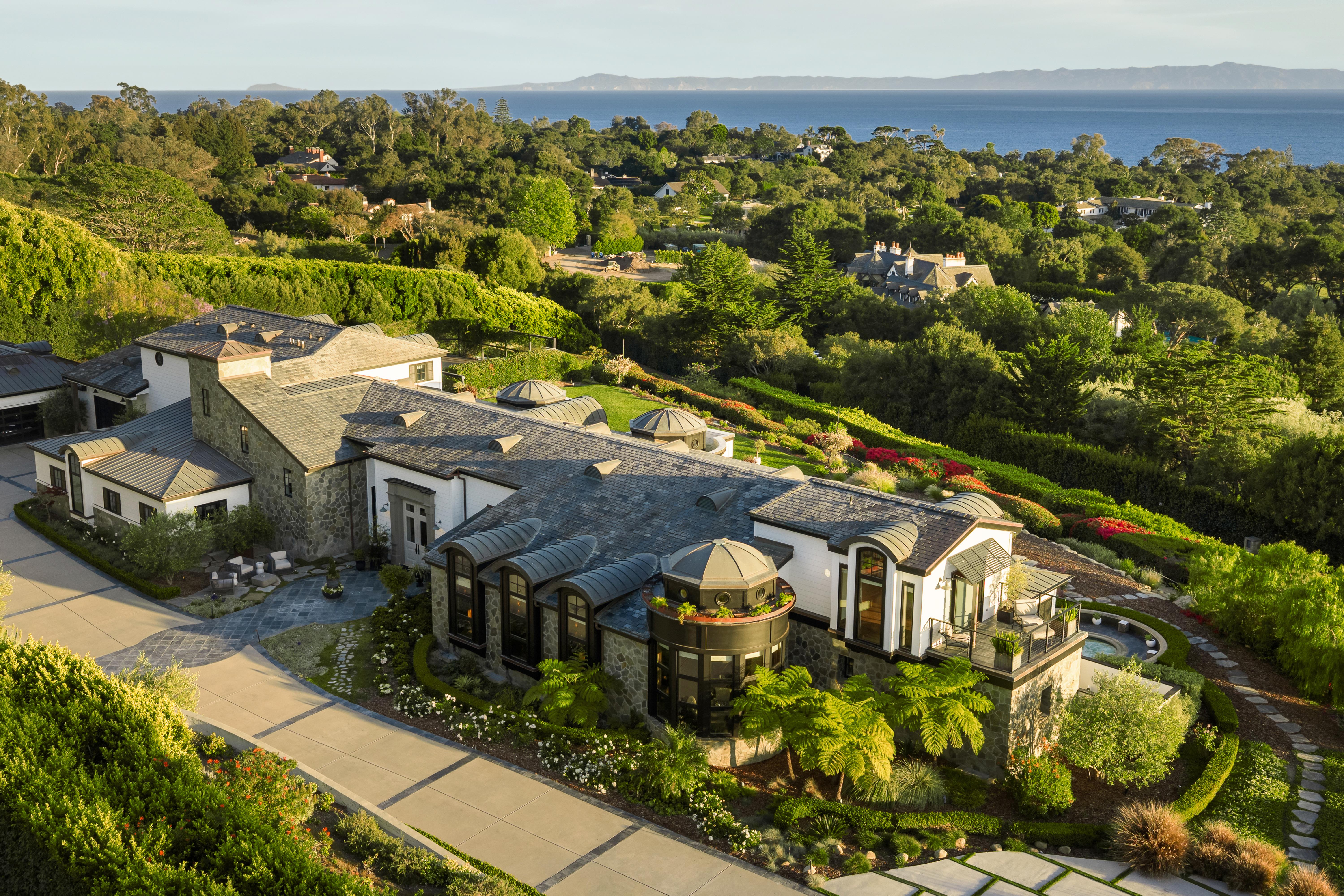 Twilight poolside or outdoor living photography at 4265 Cresta Ave, Santa Barbara — professional real estate photography showcasing warm interior light spilling into the evening landscape of the American Riviera. Our team captured twilight video and daytime and twilight reels from evening through twilight.